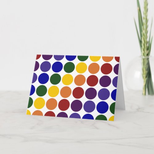 Rainbow Polka Dots on White Card