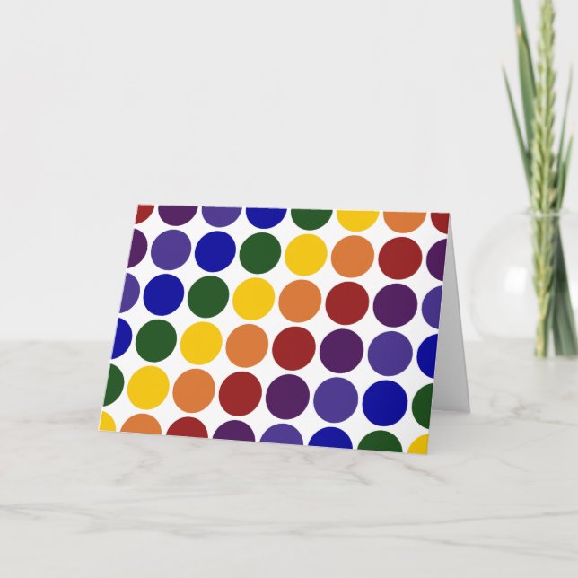 Rainbow Polka Dots on White Card (Front)