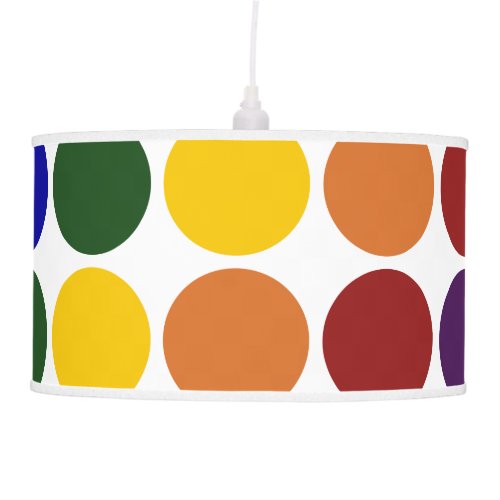 Rainbow Polka Dots on White Ceiling Lamp