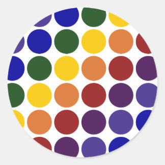 Rainbow Polka Dots on White Classic Round Sticker