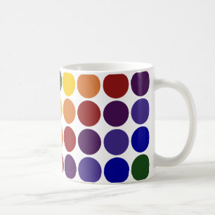 Rainbow Polka Dots on White Coffee Mug