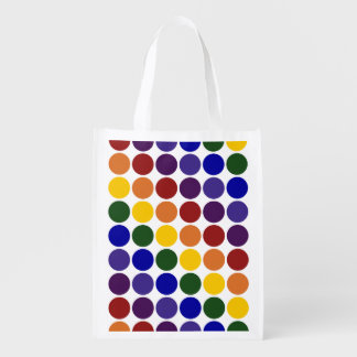 Rainbow Polka Dots on White Grocery Bag