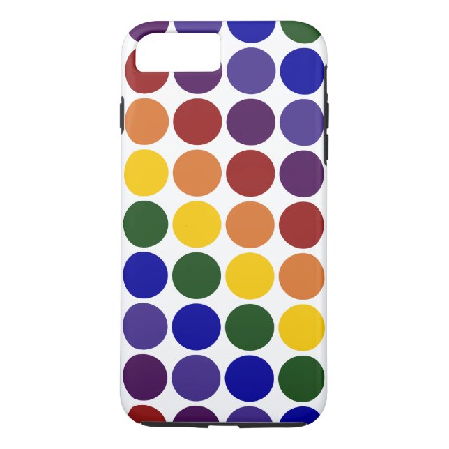 Rainbow Polka Dots on White iPhone 8/7 Plus Case (Back)
