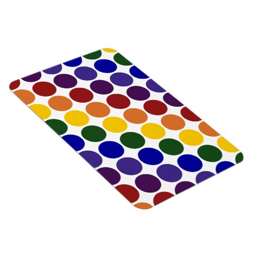 Rainbow Polka Dots on White Magnet