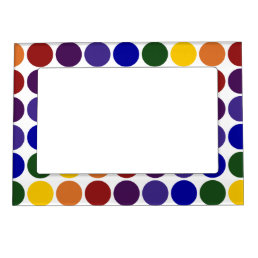 Rainbow Polka Dots on White Magnetic Photo Frame