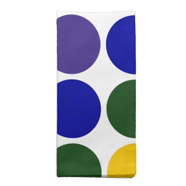 Rainbow Polka Dots on White Napkin (Folded)