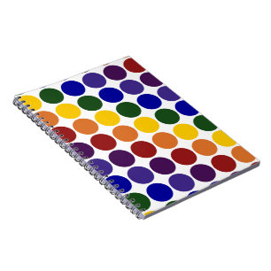 Rainbow Polka Dots on White Notebook