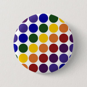 Rainbow Polka Dots on White Pinback Button