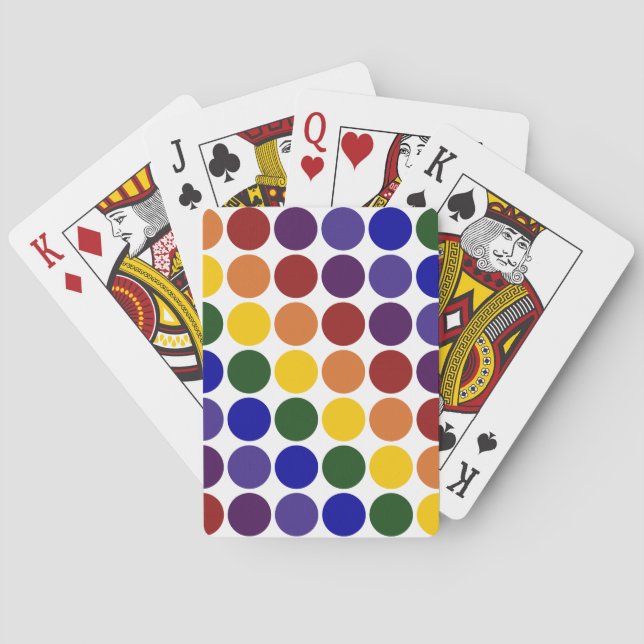 Rainbow Polka Dots on White Poker Cards (Back)