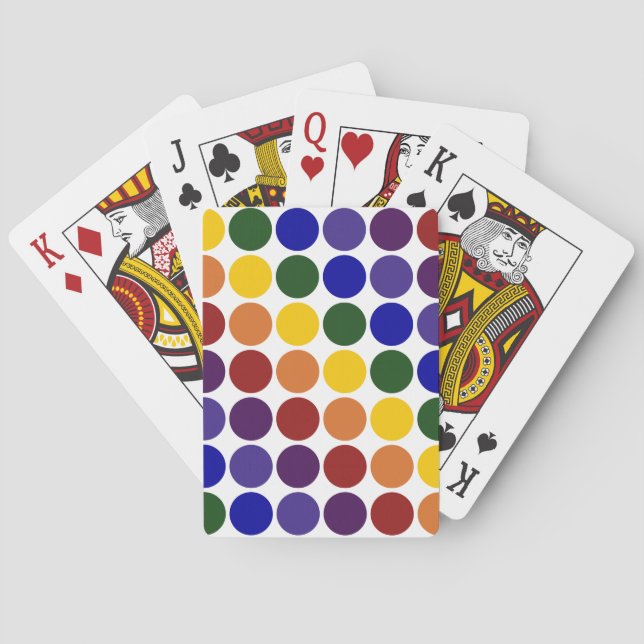 Rainbow Polka Dots on White Poker Cards (Back)