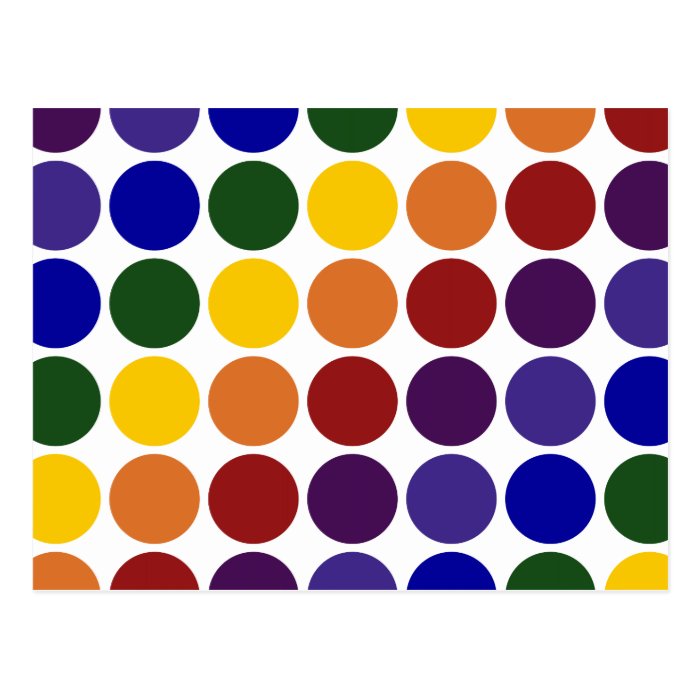 Rainbow Polka Dots on White Postcard