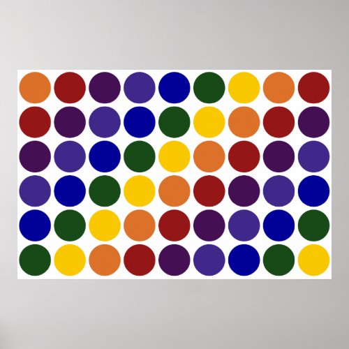 Rainbow Polka Dots on White Poster