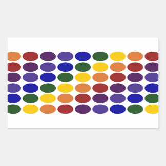 Rainbow Polka Dots on White Rectangular Sticker
