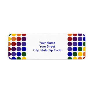 Rainbow Polka Dots on White return address label