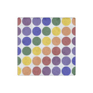 Rainbow Polka Dots on White Stone Magnet