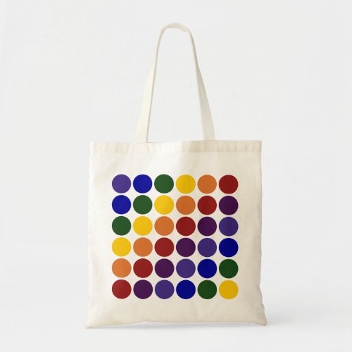 Rainbow Polka Dots on White Tote Bag