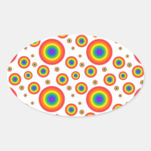 Rainbow Polka Dots Oval Sticker
