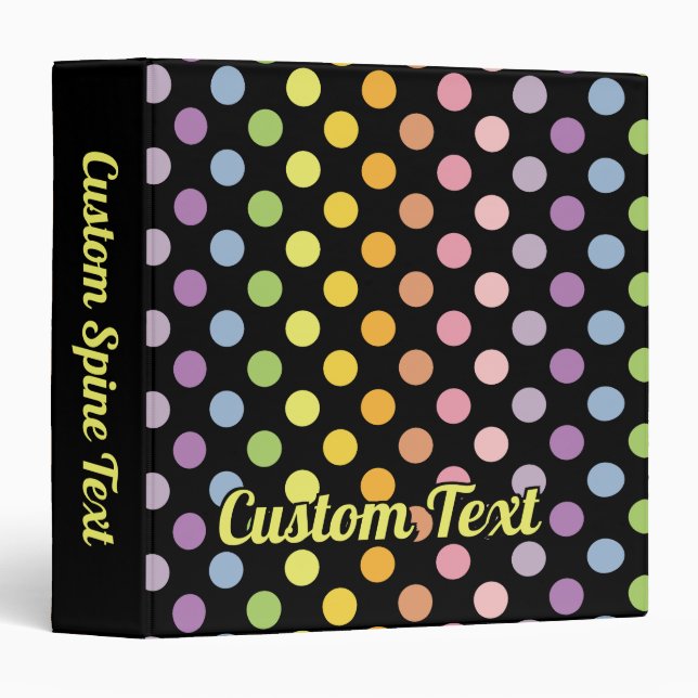 Rainbow Polka Dots Pattern 3 Ring Binder (Front/Spine)