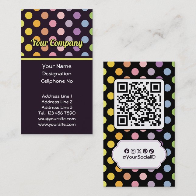 Rainbow Polka Dots Pattern Business Card (Front/Back)