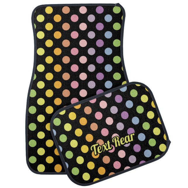 Rainbow Polka Dots Pattern Car Floor Mat (Set)