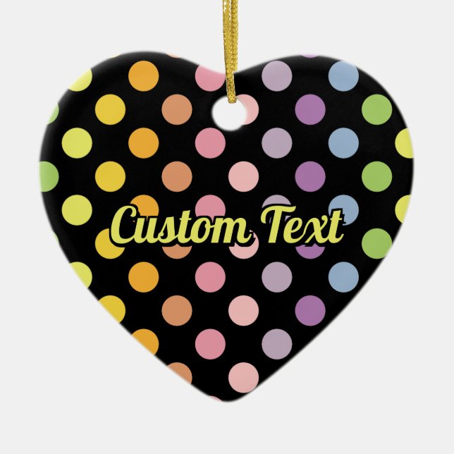 Rainbow Polka Dots Pattern Ceramic Ornament (Front)