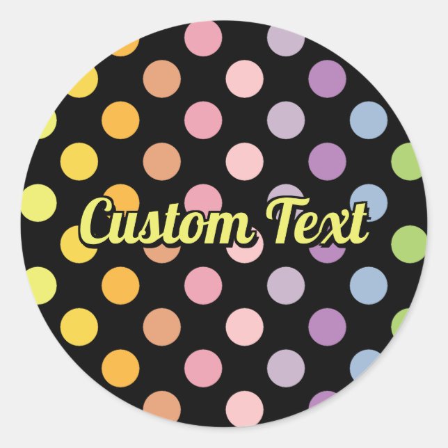 Rainbow Polka Dots Pattern Classic Round Sticker (Front)