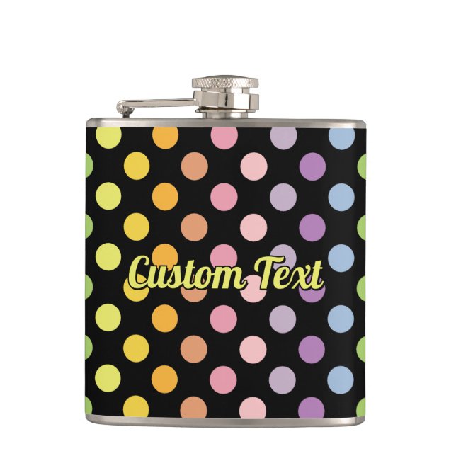 Rainbow Polka Dots Pattern Flask (Front)