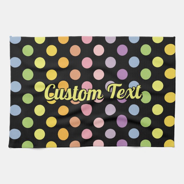 Rainbow Polka Dots Pattern Kitchen Towel (Horizontal)