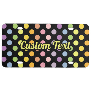Rainbow Polka Dots Pattern License Plate