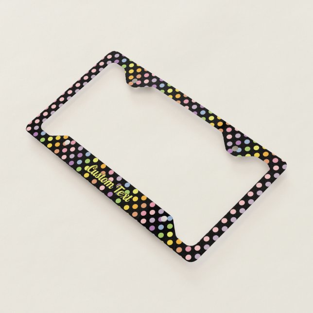 Rainbow Polka Dots Pattern License Plate Frame (3/4)