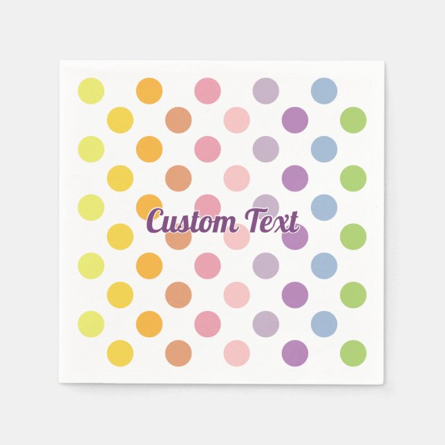 Rainbow Polka Dots Pattern Napkins (Front)
