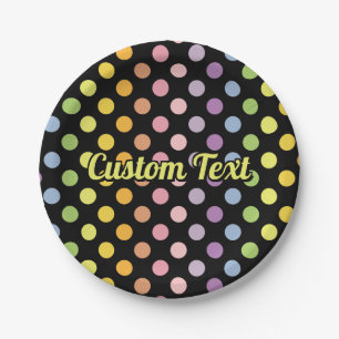 Rainbow Polka Dots Pattern Paper Plates