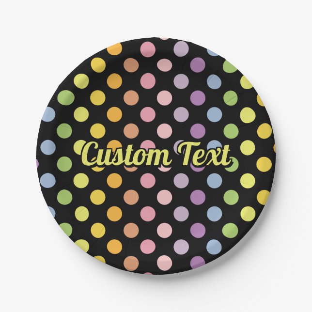 Rainbow Polka Dots Pattern Paper Plates (Front)