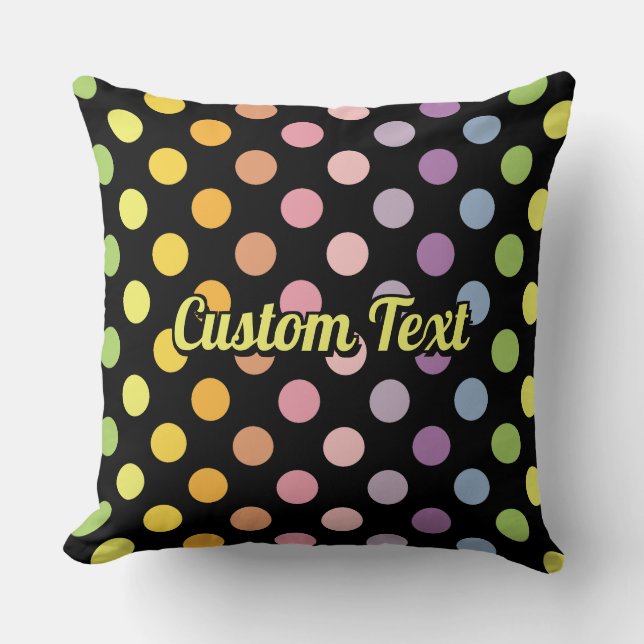 Rainbow Polka Dots Pattern Throw Pillow (Front)