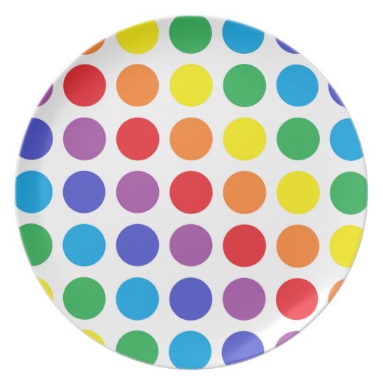 Rainbow Polka Dots Plate | Zazzle.com