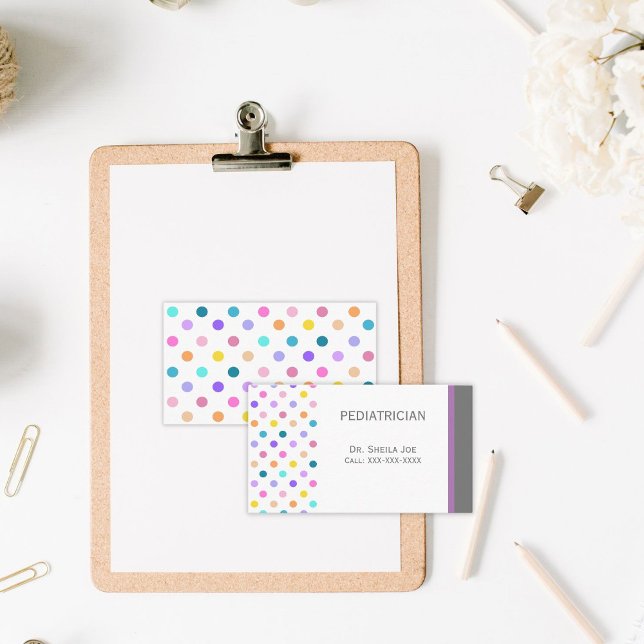 Rainbow Polka Dots Playful Colorful Business Card (Creator Uploaded)
