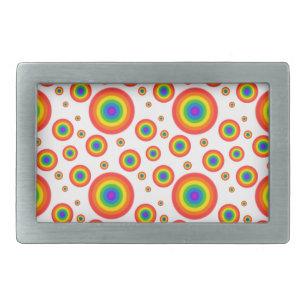 Rainbow Polka Dots Rectangular Belt Buckle