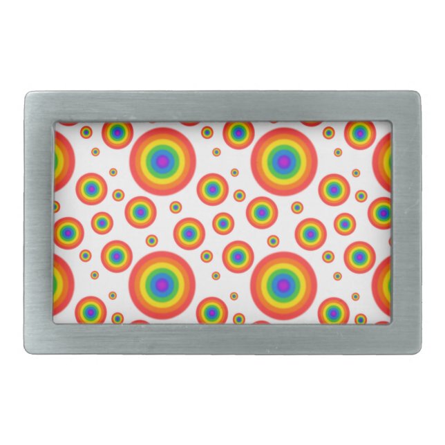 Rainbow Polka Dots Rectangular Belt Buckle (Front)