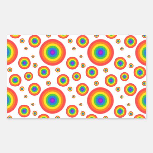 Rainbow Polka Dots Rectangular Sticker (Front)