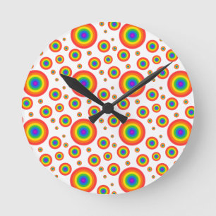 Rainbow Polka Dots Round Clock