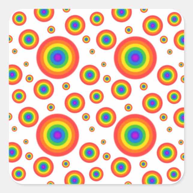 Rainbow Polka Dots Square Sticker (Front)