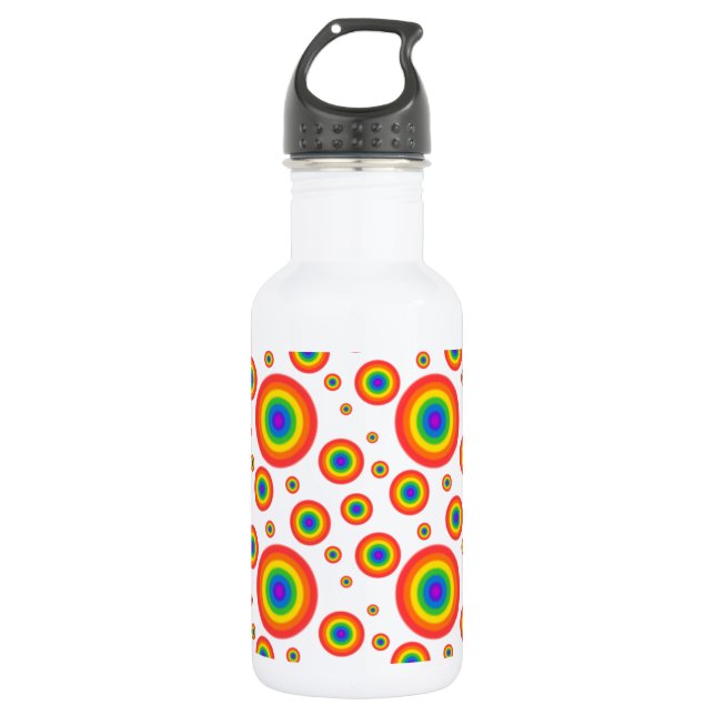 Rainbow Polka Dots Stainless Steel Water Bottle (Front)