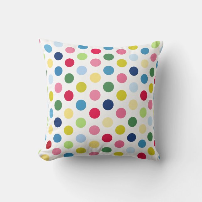 Rainbow polka dots throw pillow (Front)
