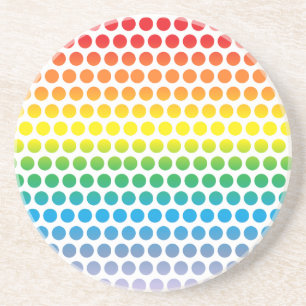 Rainbow Polka Dots White Drink Coaster