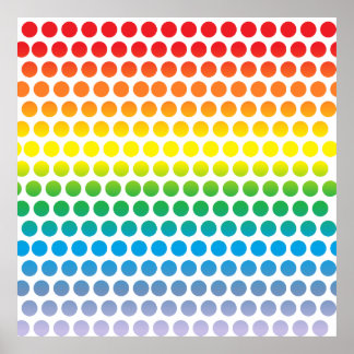 Rainbow Polka Dots White Poster