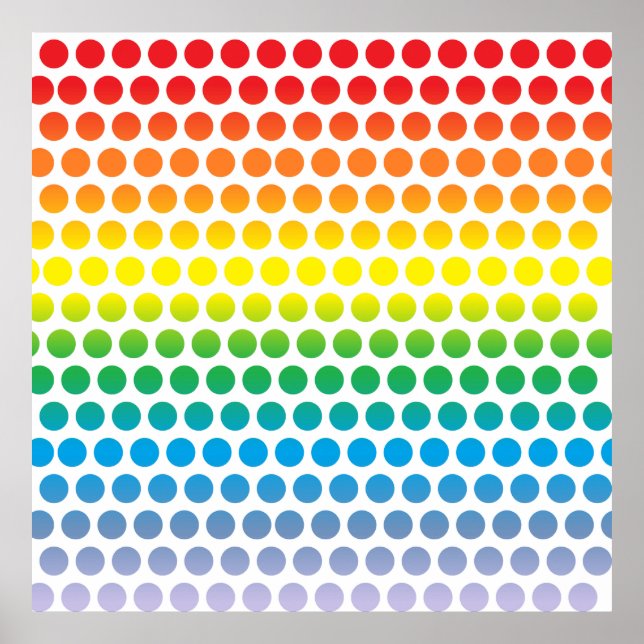 Rainbow Polka Dots White Poster (Front)