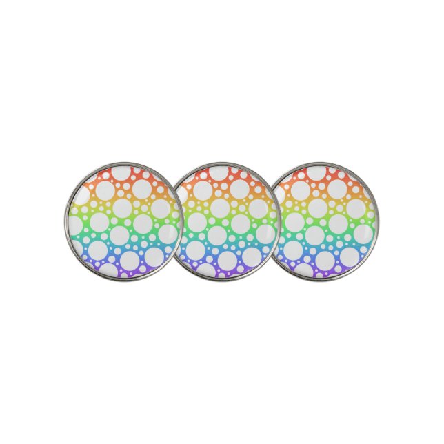 Rainbow Polka Dotted Golf Ball Marker (3 Up)