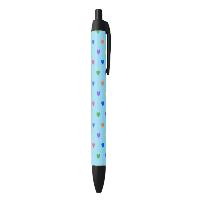 Rainbow polka hearts on baby blue pen (Bottom (Vertical))