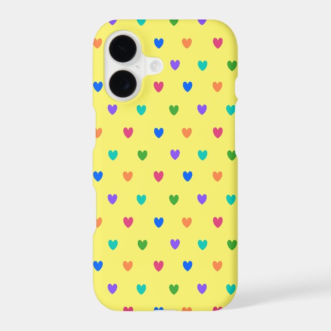 Rainbow polka hearts on yellow Case-Mate iPhone case (Back)