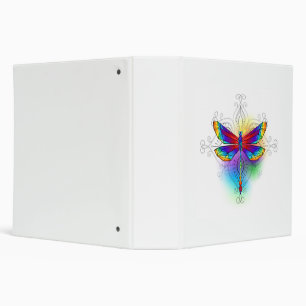 Rainbow Polygonal Dragonfly 3 Ring Binder